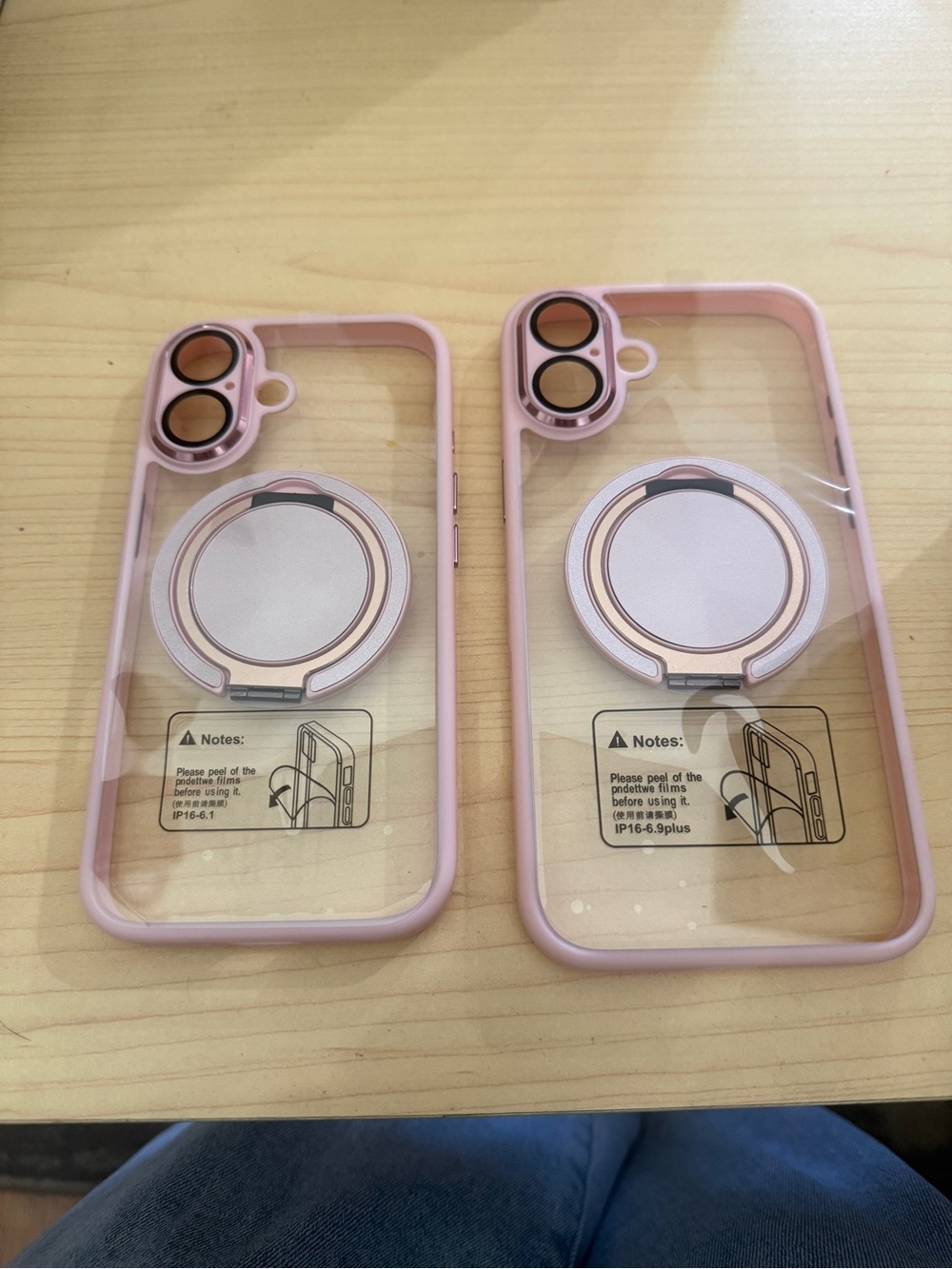Pink Clear Phone Case with 360 Ring Stand iPhone 16 iPhone 16 Plus